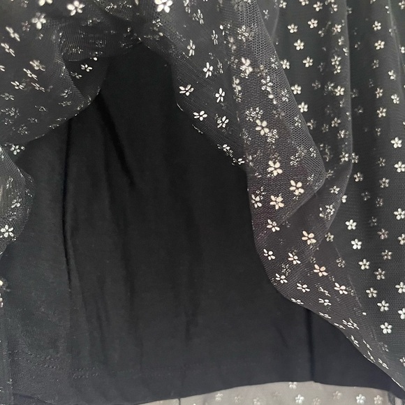 Jessica Simpson NWOT Baby 18 Mon Black Dress with Silver Flowers Sheer Sleeves - Picture 4 of 7